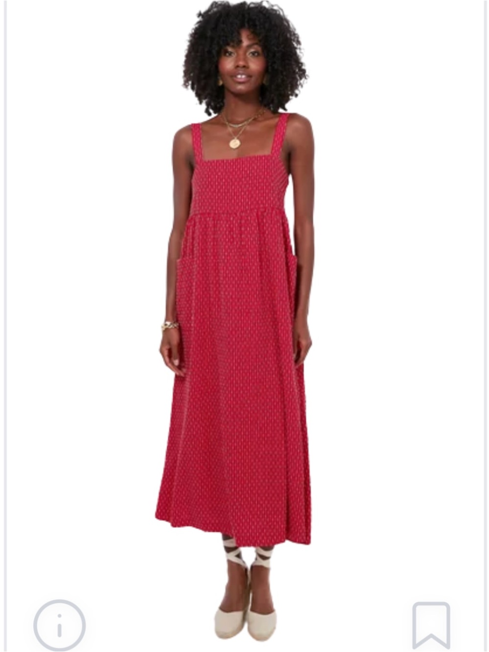 Tuckernuck Pomander Place Red Geneva Square Neck Maxi Dress Jumper Dress L Large